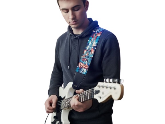 Artistic all-over print guitar strap